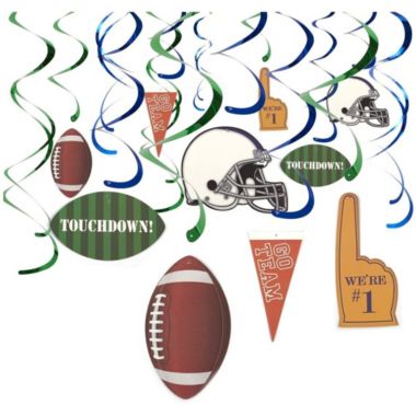 Blue 30-Count Hanging Decorations - Football Party Supplies, Hanging Whirl Streamers, Football Game Day Decorations, Sports-Themed Party Decor, Includes 15 Assorted 36.5 to 38.5 inches in Length | Bed Bath &