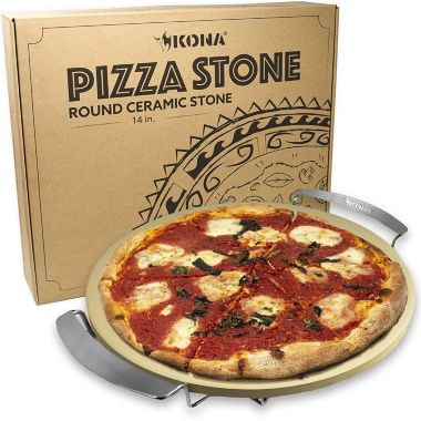 Kona Gourmet 14" Round Cordierite Pizza Stone with Metal Support Stand. View a larger version of this product image.