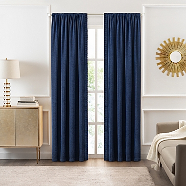 Kate Aurora Lux Living 2 Pack Chenille Rod Pocket Window Curtain Panels - 84 in. Long - Navy Blue. View a larger version of this product image.