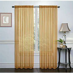 Kate Aurora Basic 2 Pack Sheer Voile Home Window Curtains - 52 in. W x 84 in. L, Gold