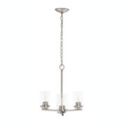 Elegant Designs 15" Traditional Vintage Modern Industrial 3-Light Metal And Clear Glass Kitchen Island Hanging Ceiling Pendant , Brushed Nickel