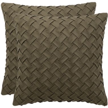 PiccoCasa Throw Pillow Cover, Lattice Pattern Decorative Throw Pillows Case for Couch Sofa Bed, Square Cushion Covers with Zipper Closure Pale Coffee Color 2 Pieces 18"x18". View a larger version of this product image.