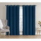 GoodGram 2 Pack  Hotel Thermal Grommet 100% Blackout Curtains - 52 in. W x 90 in. L, Navy Blue