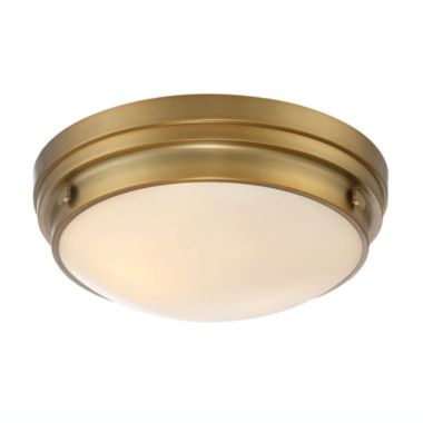 Modern 3-Light 14" Semi-Flush Ceiling Light in Natural Brass with White Frosted Glass Diffuser. View a larger version of this product image.