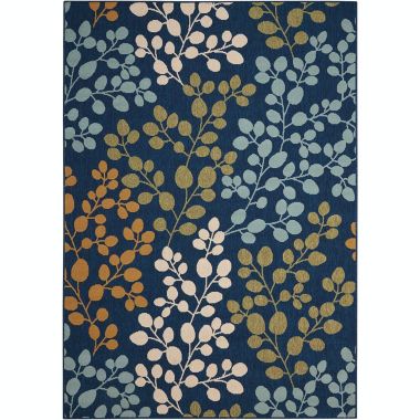 Nourison Caribbean Navy Indoor/Outdoor Area Rug CRB01 9'3" x 12'9". View a larger version of this product image.