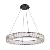 Elegant Lighting Home Decorative Monroe 26 inch LED round single pendant - Black