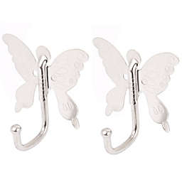 Unique Bargains Wall Hooks Transparent Reusable Seamless Hooks for Bathroom Kitchen, Butterfly Style Wall Mounted Cloth Towel Hook Hanger, 2 Pieces