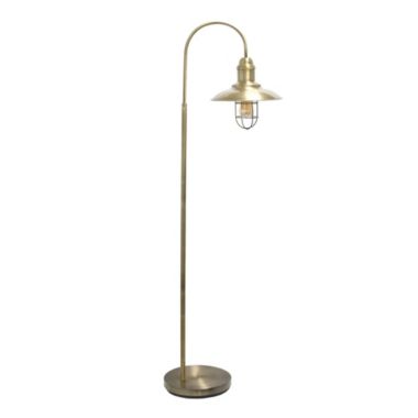 Elegant Designs Home Decorative Rustic Open Cage Floor Lamp with Metal Shade, Antique Brass. View a larger version of this product image.