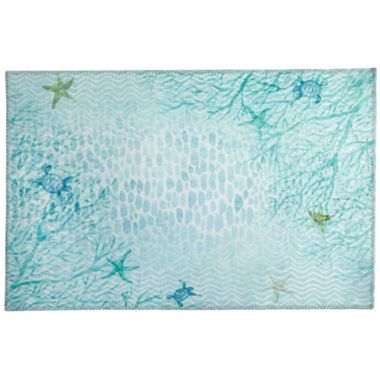 Homefires Decorative Indoor/Outdoor Accent Rug Coral Sea Aqua - 20" X 30". View a larger version of this product image.