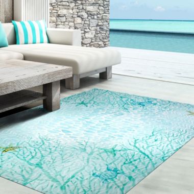 Homefires Decorative Indoor/Outdoor Accent Rug Coral Sea Aqua - 20" X 30". View a larger version of this product image.