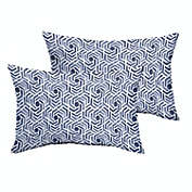 Outdoor Living and Style Set of 2 Navy and White Geometric Indoor and  Outdoor Pillow, 20"