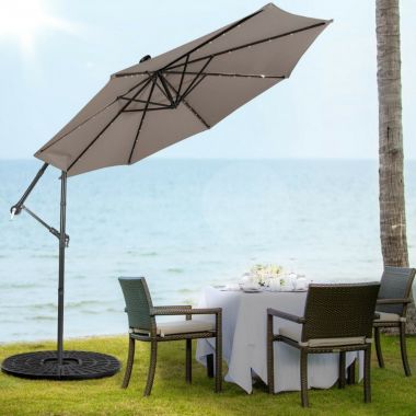 Hooya Imp.& Exp.  10 Feet Patio Solar Powered Cantilever Umbrella with Tilting System. View a larger version of this product image.