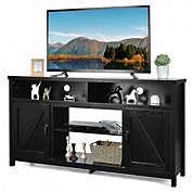 Costway 59 Inch TV Stand Media Center Console Cabinet with Barn Door for TV&#39;s 65 Inch-Black