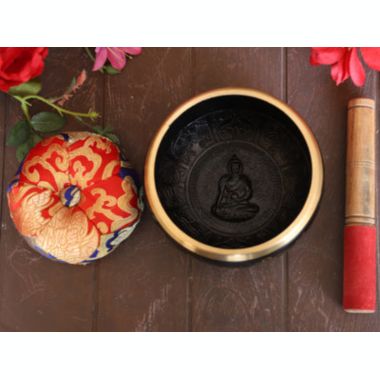 Cottage Handicraft, The Black Coloured Singing Bowl, Large with free Elephant Gift. View a larger version of this product image.
