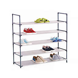 Lexi Home Metal 5-Tier Shoe Rack Organizer w/Non-Woven Shelves- 35.5in