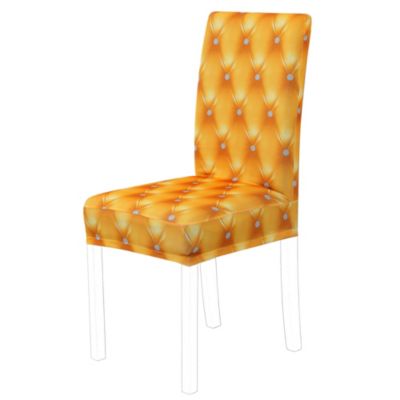 2Pcs Soft Stretch Short Back Dining Chair Cover Bar Stool Slipcover Orange 