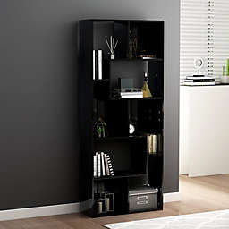 vidaXL Book Cabinet High Gloss Black 26.4