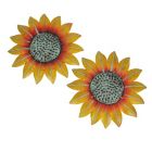 Alternate image 0 for Things2Die4 Set of 2 Hand Painted Metal Sunflower Wall Hanging Sculptures Home Decor Art