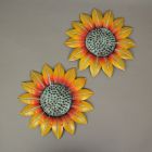Alternate image 3 for Things2Die4 Set of 2 Hand Painted Metal Sunflower Wall Hanging Sculptures Home Decor Art