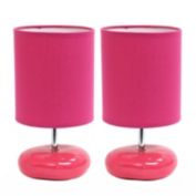 Simple Designs Stonies Small Stone Look Table Bedside Lamp Pink 2 Pack Set