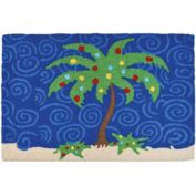 Homefires Rugs 1.5' x 2.5' Vibrant Palm Tree Designed Rectangular Polyester Area Throw Rug