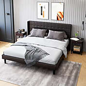 Homfa King Size Bed Frame Black Brown