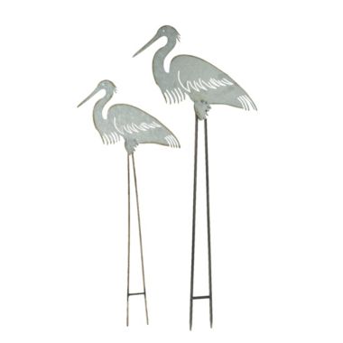 Things2Die4 Set of 2 Metal Heron Garden Stake Sculptures Outdoor Bird Home Decor Yard Art. View a larger version of this product image.