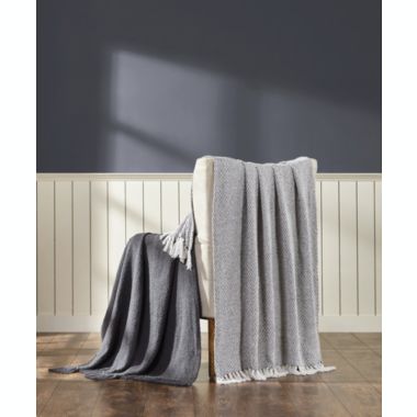 Kate Aurora Chic Living 2 Pack Charcoal Gray Yarn Dyed Woven & Fringed Coordinating Ultra Soft Accent Throw Blanket Set - 50 in. W x 60 in. L. View a larger version of this product image.