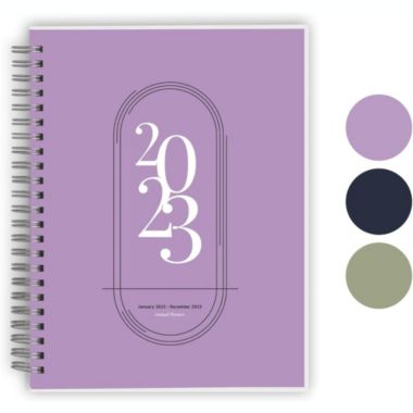 Rileys 2023 Weekly Planner - Annual Weekly & Monthly Agenda Planner, Jan - Dec 2023, Flexible Cover, Notes Pages, Twin-Wire Binding (8 x 6-Inches, Lilac). View a larger version of this product image.