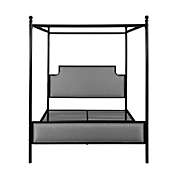 Contemporary Home Living 83" Gray and Black Traditional Queen Size Canopy Bed Frame