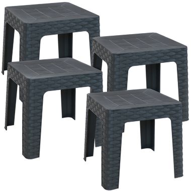 Sunnydaze Polypropylene Indoor/Outdoor Square Patio Side Table, Gray, 4pk. View a larger version of this product image.
