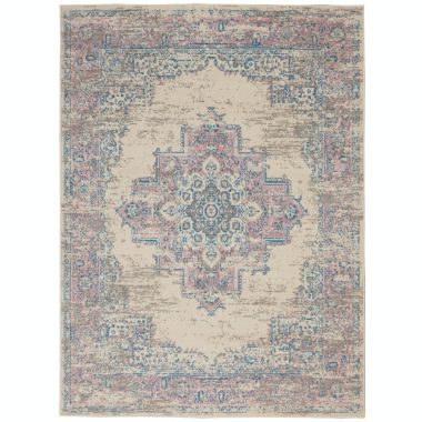 Nourison Grafix GRF14 Ivory/Pink Area Rug 6' x 9'. View a larger version of this product image.