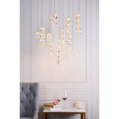 Elegant Lighting Polaris LED light Gold Pendant Clear Crystal. View a larger version of this product image.