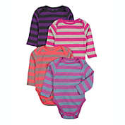 Leveret Baby Four Pack Long Sleeve Bodysuit Girls Stripe 2