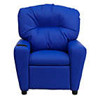 Alternate image 3 for Flash Furniture Chandler Contemporary Blue Vinyl Kids Recliner with Cup Holder