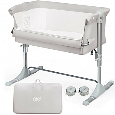 Costway Travel Portable Baby Bed Side Sleeper  Bassinet Crib with Carrying Bag-Beige. View a larger version of this product image.
