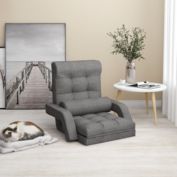 vidaXL Folding Floor Chair with Bed Function Light Gray Fabric