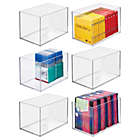 Alternate image 1 for mDesign Plastic Storage Desk Organizer Bin for Home, Office - 6 Pack, Clear