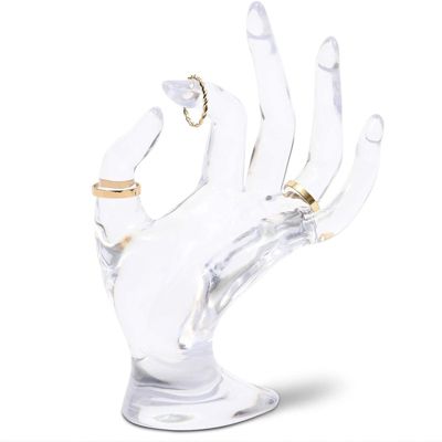 Juvale Clear Hand Shaped Ring Holder for Jewelry Display (6.3 Inches)