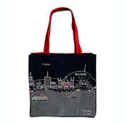 Beyond Cushions Los Angeles California Night Skyline Embroidered Cotton Canvas Tote Bag