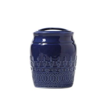 Saturday Knight Ltd Kali Embossed Design Bath Toothbrush Holder - 4.34x3.54x3.53", Blue. View a larger version of this product image.