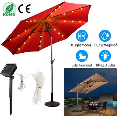 Eggracks By Global Phoenix Solar Umbrella Lights Outdoor Parasol String Light 8 Lighting Mode. View a larger version of this product image.