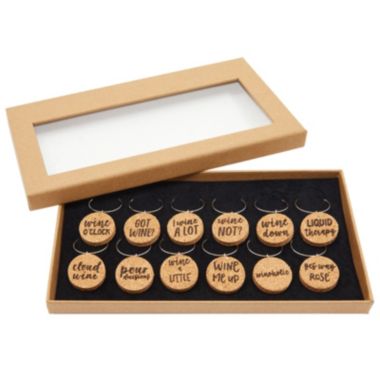 Juvale 12 Pack Funny Wine Charms for Glasses, 1" Cork Drink Marker Tags for Dinner Party, Party Favors, 12 | Bed &