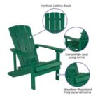 Alternate image 2 for Merrick Lane Ayala 3 Piece Outdoor Leisure Set with Set of 2 Green Poly Resin Adirondack Chairs and Star and Moon Iron Fire Pit