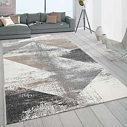 Paco Home Modern Grey Area Rug with geometric brown white patterns