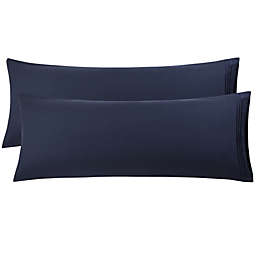 PiccoCasa Set of 2 Brushed Microfiber Zipper Embroidery Body Pillowcases, 110 gsm Classic Soft Body Pillow Covers in Home, Navy 20
