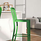 Alternate image 1 for Merrick Lane Santorini 30 Inch Green Galvanized Steel Indoor/Outdoor Counter Bar Stool With Slatted Back And Powder Coated Finish