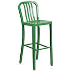 Alternate image 2 for Merrick Lane Santorini 30 Inch Green Galvanized Steel Indoor/Outdoor Counter Bar Stool With Slatted Back And Powder Coated Finish