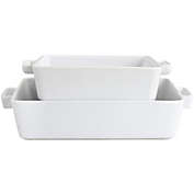 Martha Stewart 2 Piece Stoneware Square and Rectangle Baker Set in White