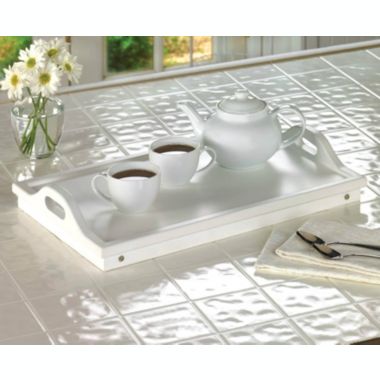 Accent Plus White Wood Breakfast-in-Bed Tray. View a larger version of this product image.